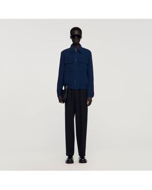Sandro Textured Zip-Up Jacket - Blue