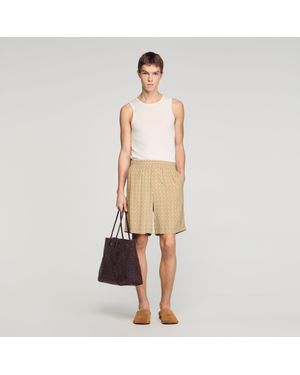 Sandro Link Print Floaty Shorts - Natural
