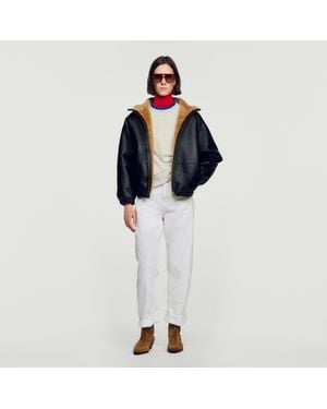 Sandro Oversized Shearling Jacket - Blue