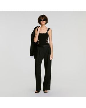 Sandro Studded Knit Bodysuit - Black