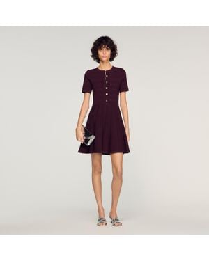 Sandro Floral Print Knit Short Dress - Red
