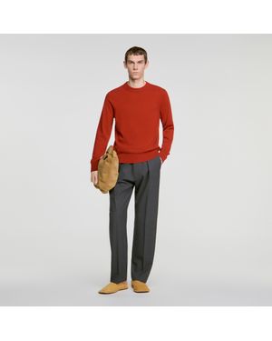 Sandro Cashmere Crew Neck Sweater - Red