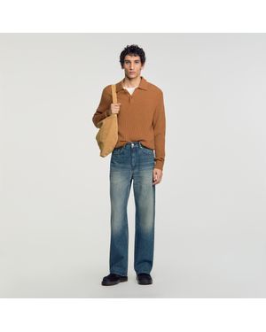 Sandro Baggy Faded Cotton Jeans - Blue