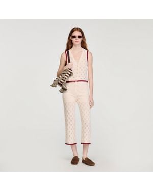 Sandro Crochet-Look Knit Pants - Pink
