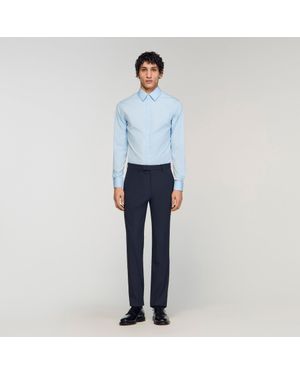 Sandro Fitted Stretch Cotton Shirt - Blue