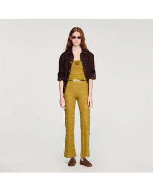 Sandro Pointelle Knit Pants - Metallic