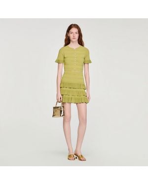 Sandro Cropped Ruffled-Sleeve Top - Yellow