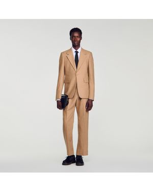 Sandro Wool Suit Jacket - Natural