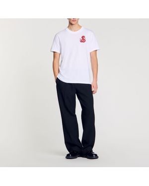 Sandro T-Shirt With Snake Detail - Blue
