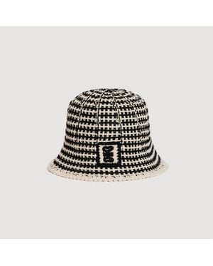 Sandro Crochet-Knit Bucket Hat - Black
