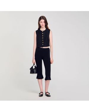 Sandro Pleated Crop Top - Blue