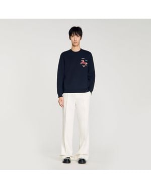 Sandro Embroidered Horse Sweatshirt - Blue