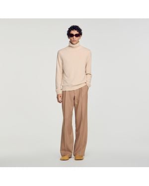Sandro Cashmere Turtleneck Sweater - Natural