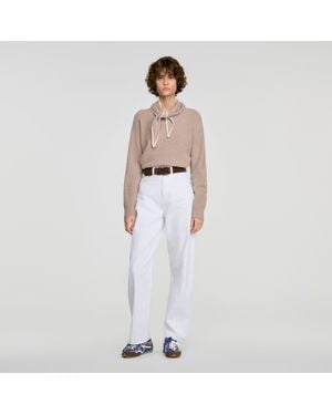 Sandro Sweater With Removable Scarf - White