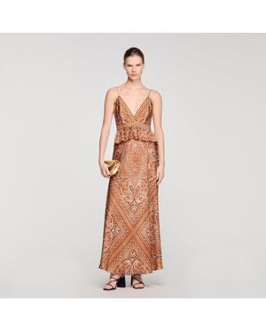 Sandro Bandana-Print Maxi Dress - Orange