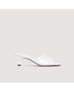 Sandro Smooth Leather Heeled Mules - White