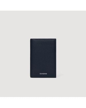 Sandro Grained Leather Folding Card Holder - Blue