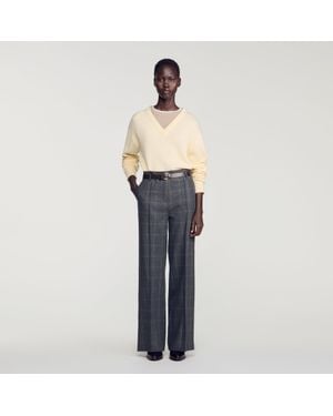Sandro Checked Straight-Leg Pants - Blue