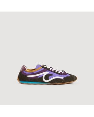 Sandro Mixed-Material Light Wave Sneakers - Blue