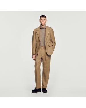 Sandro Wool Suit Jacket - Natural