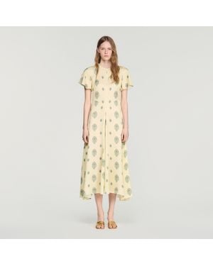 Sandro Paisley Print Midi Dress - Metallic