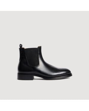 Sandro Smooth Leather Chelsea Boots - Black