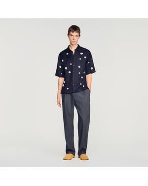 Sandro Loose-Fit Floral Shirt - Blue