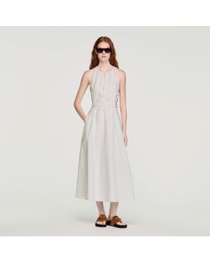 Sandro Striped Cotton Maxi Dress - White