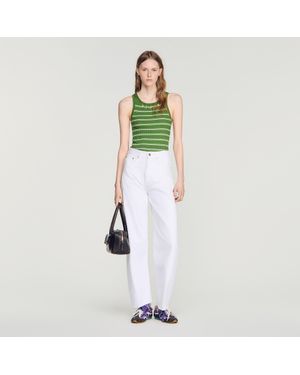 Sandro Striped Vest Top With Tassels - Green
