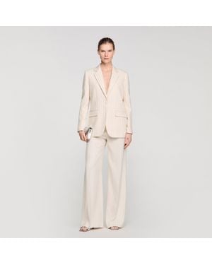Sandro Striped Tailored Jacket - Natural