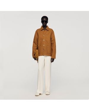 Sandro Square Cross Denim Jacket - Brown