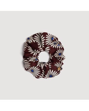 Sandro Printed Silk Scrunchie - Metallic