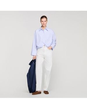 Sandro Cropped Striped Shirt - Blue