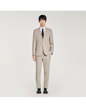 Sandro Wool Suit Jacket - Natural