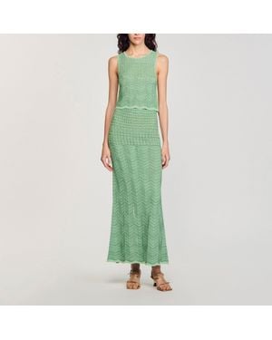 Sandro Long Knit Skirt - Green