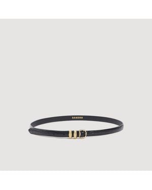 Sandro Croc-Effect Leather Belt - Black