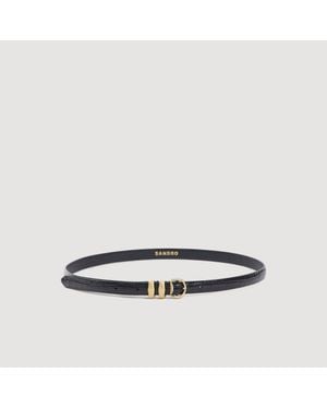 Sandro Croc-Effect Leather Belt - Black