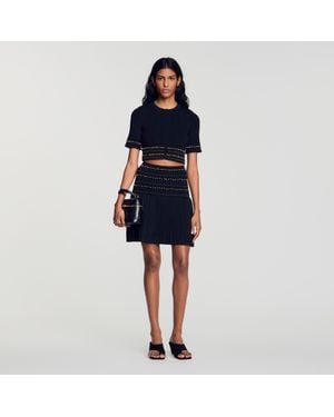 Sandro Short Skirt With Tassels - Blue