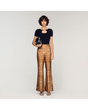 Sandro Openwork Collar Knit Top - Blue
