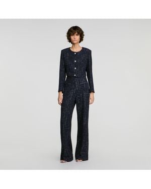 Sandro Decorative Tweed Pants - Blue