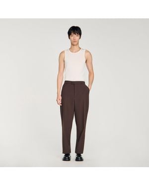 Sandro Oversized Wool Pants - Brown