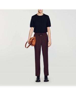 Sandro Elasticated Straight-Leg Pants - Blue