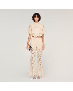 Sandro Guipure Lace Pants - Natural