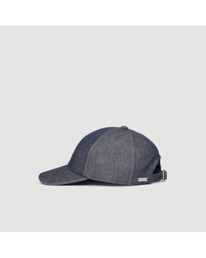 Sandro Denim Cap With Logo - Blue