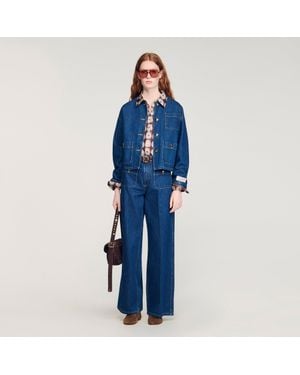 Sandro Denim Jacket With Fancy Buttons - Blue