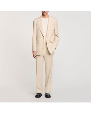 Sandro Oversized Wool Suit Jacket - Natural