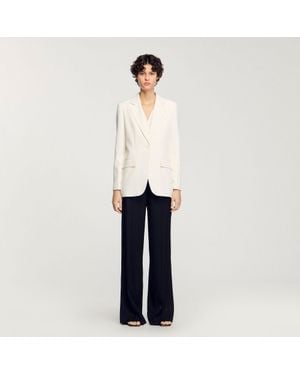 Sandro Sequin-Stripe Opera Blazer - White