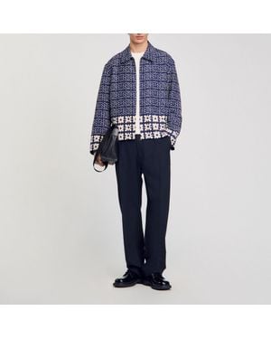 Sandro Jacket With Floral Motif - Blue