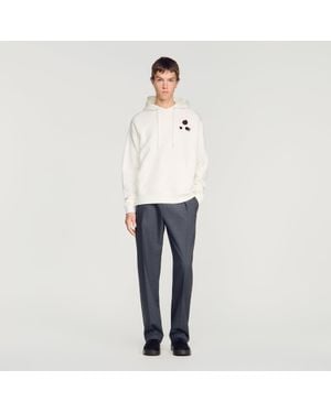 Sandro Oversized Floral Print Sweatshirt - White