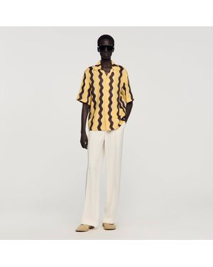 Sandro Printed Linen Shirt - Metallic